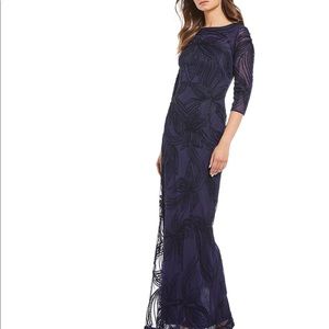 JS COLLECTIONS Pearl Beaded Soutache Column Gown